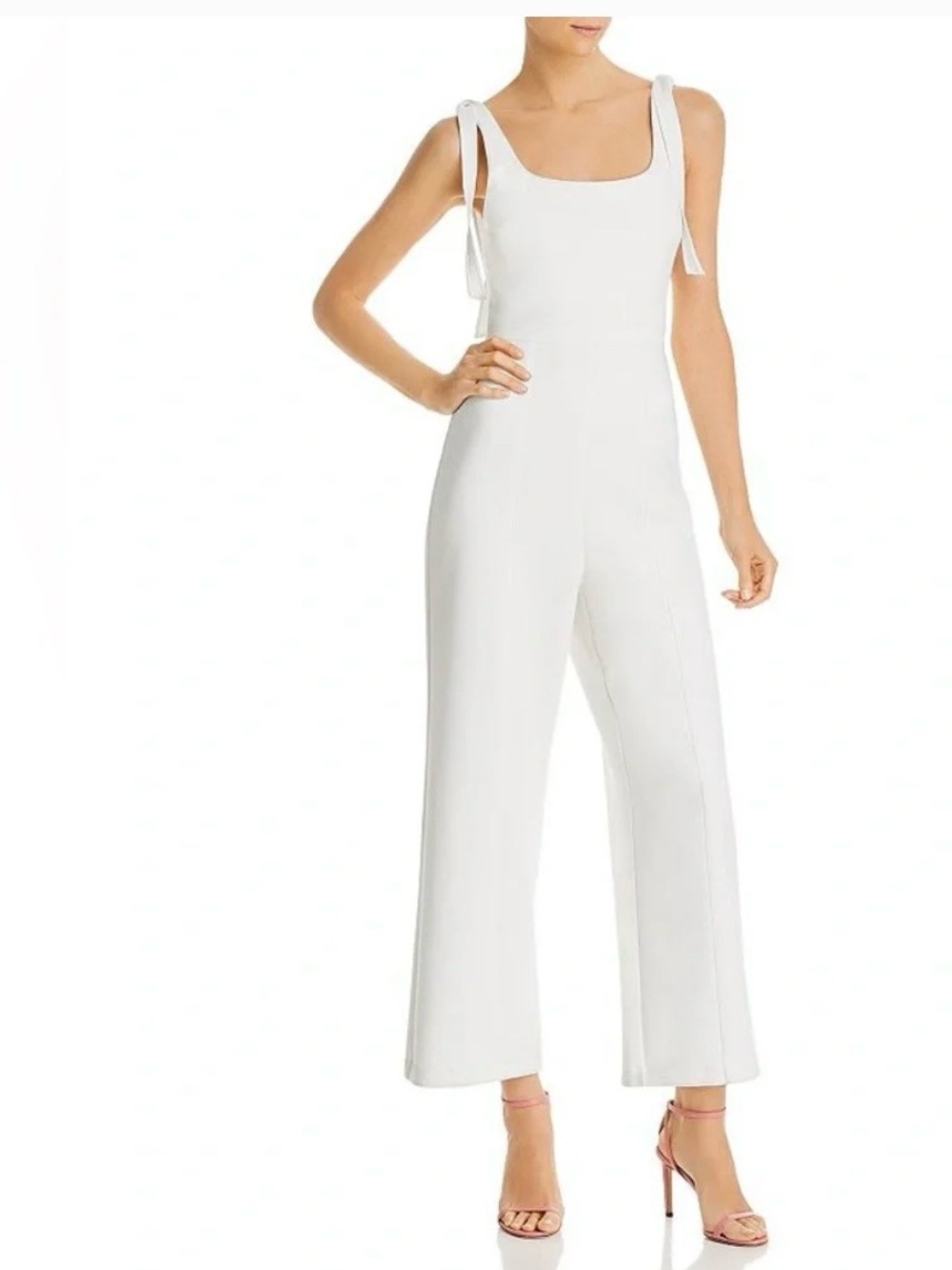 Likely White Tie-Shoulder Wide-Leg Jumpsuit